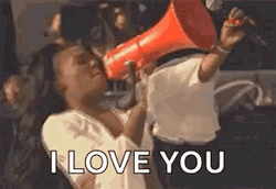 Woman Screams I Love You In A Megaphone GIF