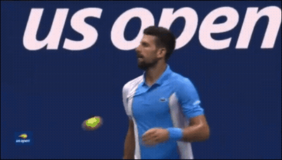 Woman Serving Tennis Ball US Open GIF