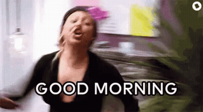 Woman Shouting Good Morning GIF
