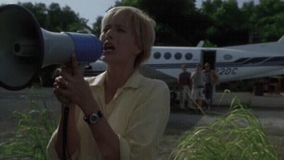 Woman Shouting Into Megaphone With Word Ben GIF