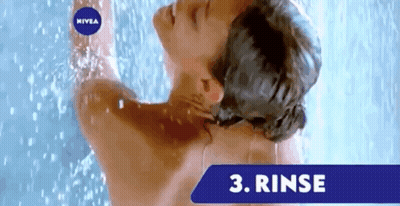 Woman Showering With Nivea Logo GIF