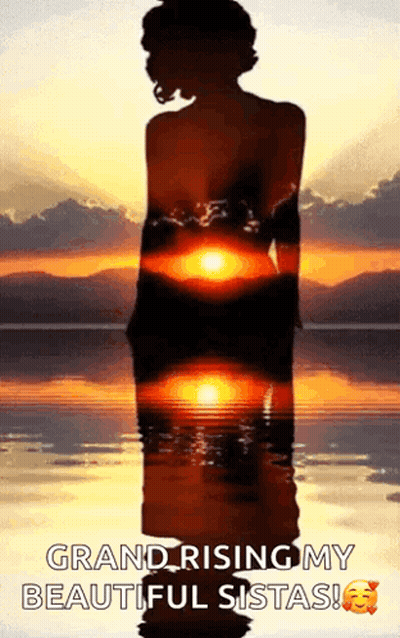 Woman Silhouette Backlit By Sun In Water GIF
