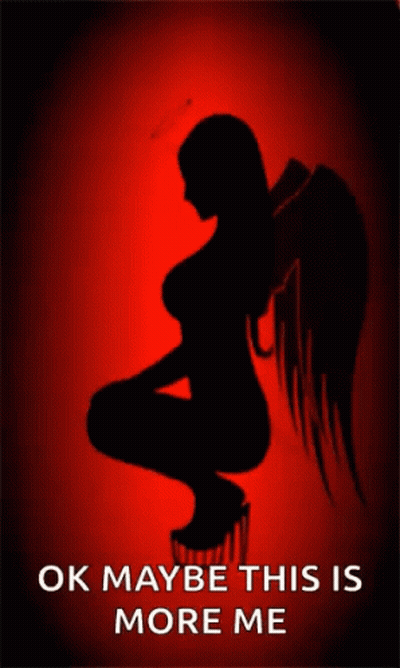 Woman Silhouette With Horns And Tail Saying Ok Maybe This Is More Me GIF