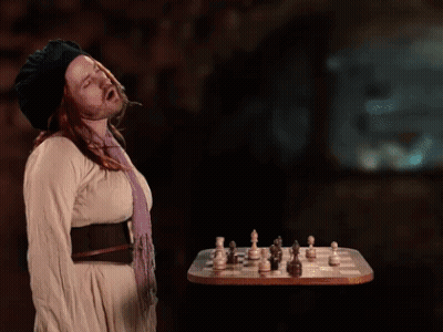 Woman Singing At Chess Board Saying Right GIF