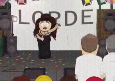 Woman Singing In Front Of Lorde Sign GIF