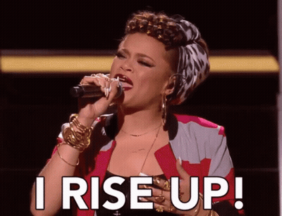 Woman Singing Into Microphone I Rise Up GIF
