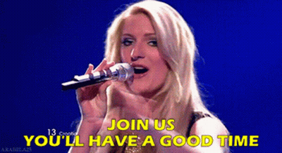 Woman Singing Into Microphone Join Us You'll Have A Good Time GIF