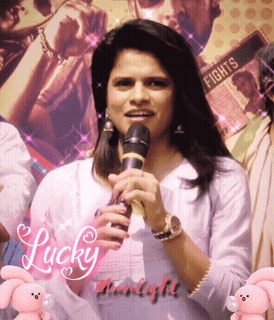 Woman Singing Into Microphone Lucky Moonlight GIF