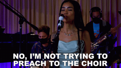 Woman Singing Into Microphone No I'm Not Trying To Preach To The Choir GIF