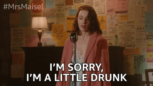 Woman Singing Into Microphone Saying I'm Sorry I'm A Little Drunk GIF