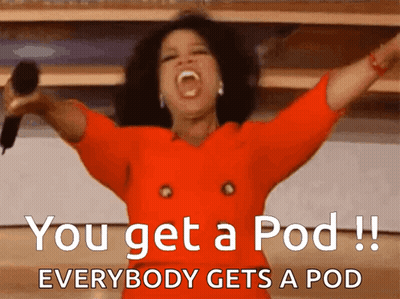 Woman Singing Into Microphone Saying You Get A Pod GIF