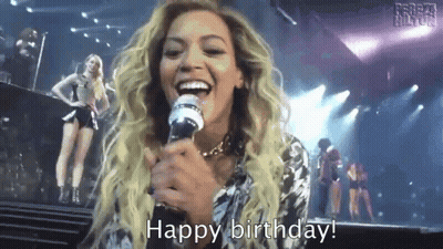 Woman Singing Into Microphone Says Happy Birthday GIF