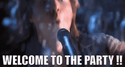 Woman Singing Into Microphone Welcome To The Party