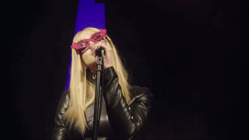 Woman Singing Into Microphone With Pink Sunglasses GIF