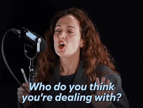 Woman Singing Into Microphone With Who Do You Think Youre Dealing With GIF