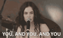 Woman Singing You And You And You GIF