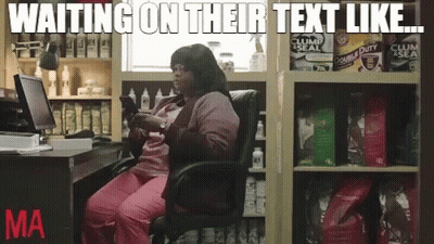 Woman Sitting At Computer With Text Waiting And Ma GIF