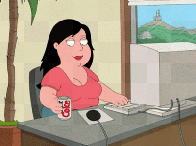 Woman Sitting At Desk With Coke GIF