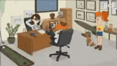 Woman Sitting At Desk With Dog GIF