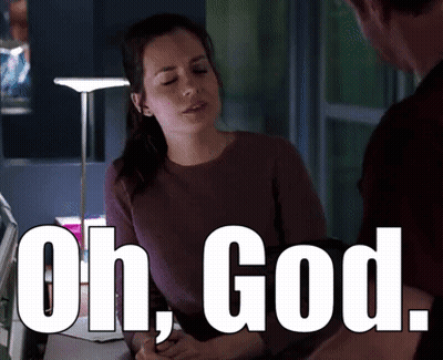 Woman Sitting At Desk With Oh God GIF