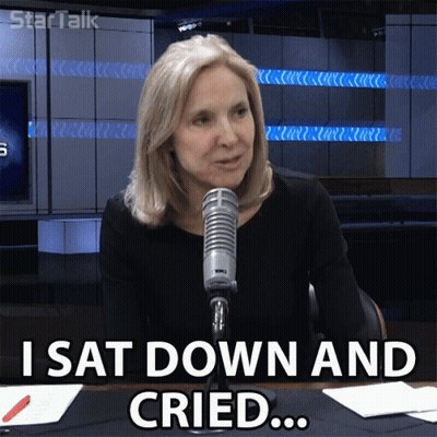Woman Sitting At Microphone Saying I Sat Down And Cried GIF