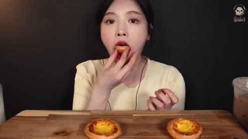 Woman Sitting At Table Eating Pastries GIF