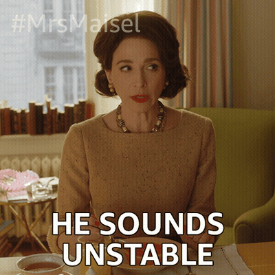 Woman Sitting At Table He Sounds Unstable GIF