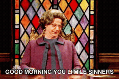 Woman Sitting At Table Saying Good Morning GIF