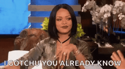 Woman Sitting At Table Saying I Gotchu GIF