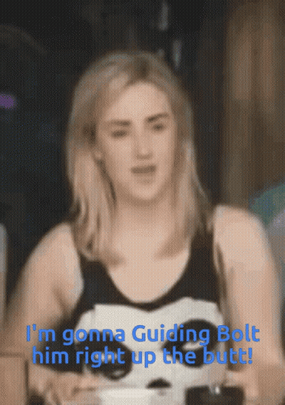 Woman Sitting At Table Saying I'm Gonna Guiding Bolt Him Right Up The Butt GIF