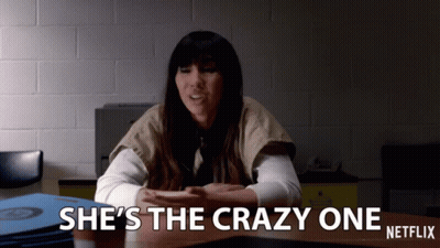 Woman Sitting At Table Saying She's The Crazy One Netflix GIF