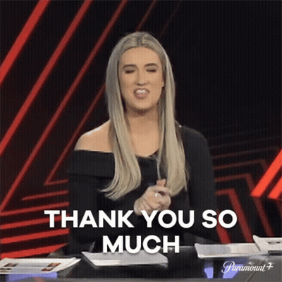 Woman Sitting At Table Saying Thank You GIF