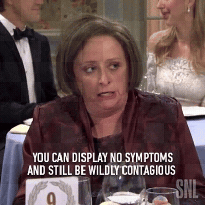 Woman Sitting At Table With 9 Sign GIF
