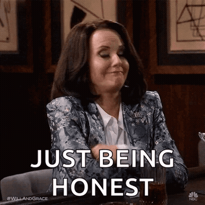 Woman Sitting At Table With Beer Saying Just Being Honest GIF