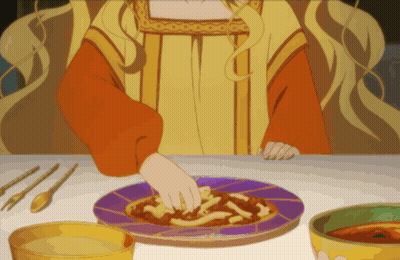Woman Sitting At Table With Pasta GIF