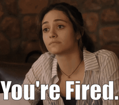 Woman Sitting At Table You Re Fired GIF