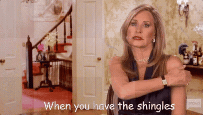 Woman Sitting Crossed Arms Says When You Have The Shingles GIF