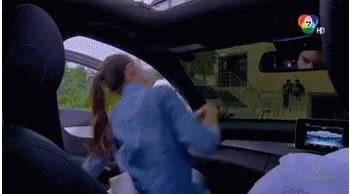 Woman Sitting In Car Driver's Seat GIF