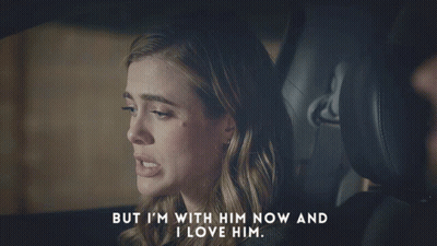 Woman Sitting In Car Saying But I'm With Him Now And Love Him GIF