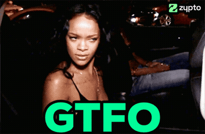 Woman Sitting In Car Saying GTFO GIF