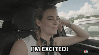 Woman Sitting In Car Saying I'm Excited GIF