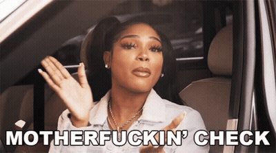 Woman Sitting In Car With Motherfuckin Check GIF