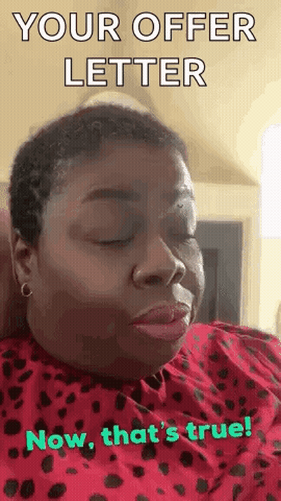 Woman Sitting In Chair Eyes Closed Your Offer Letter Now That's True GIF