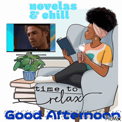 Woman Sitting In Chair Reading Book GIF