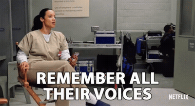Woman Sitting In Chair Remembering Voices GIF