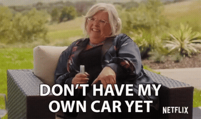 Woman Sitting In Chair Saying Dont Have My Own Car Yet GIF