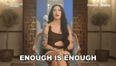 Woman Sitting In Chair Saying Enough Is Enough GIF