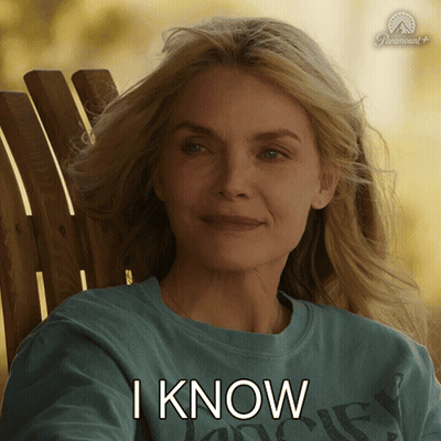 Woman Sitting In Chair Saying I Know GIF