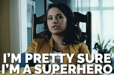 Woman Sitting In Chair Saying Im Pretty Sure Im A Superhero GIF