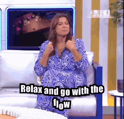 Woman Sitting In Chair Saying Relax And Go With The Flow GIF